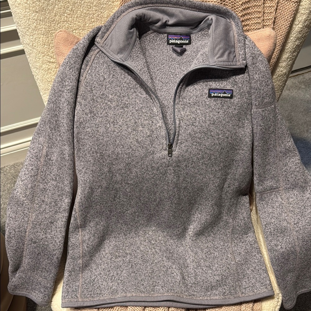 Patagonia Heathered Gray/Purple tone Fleece Pullover- women's Medium - Picture 4 of 4